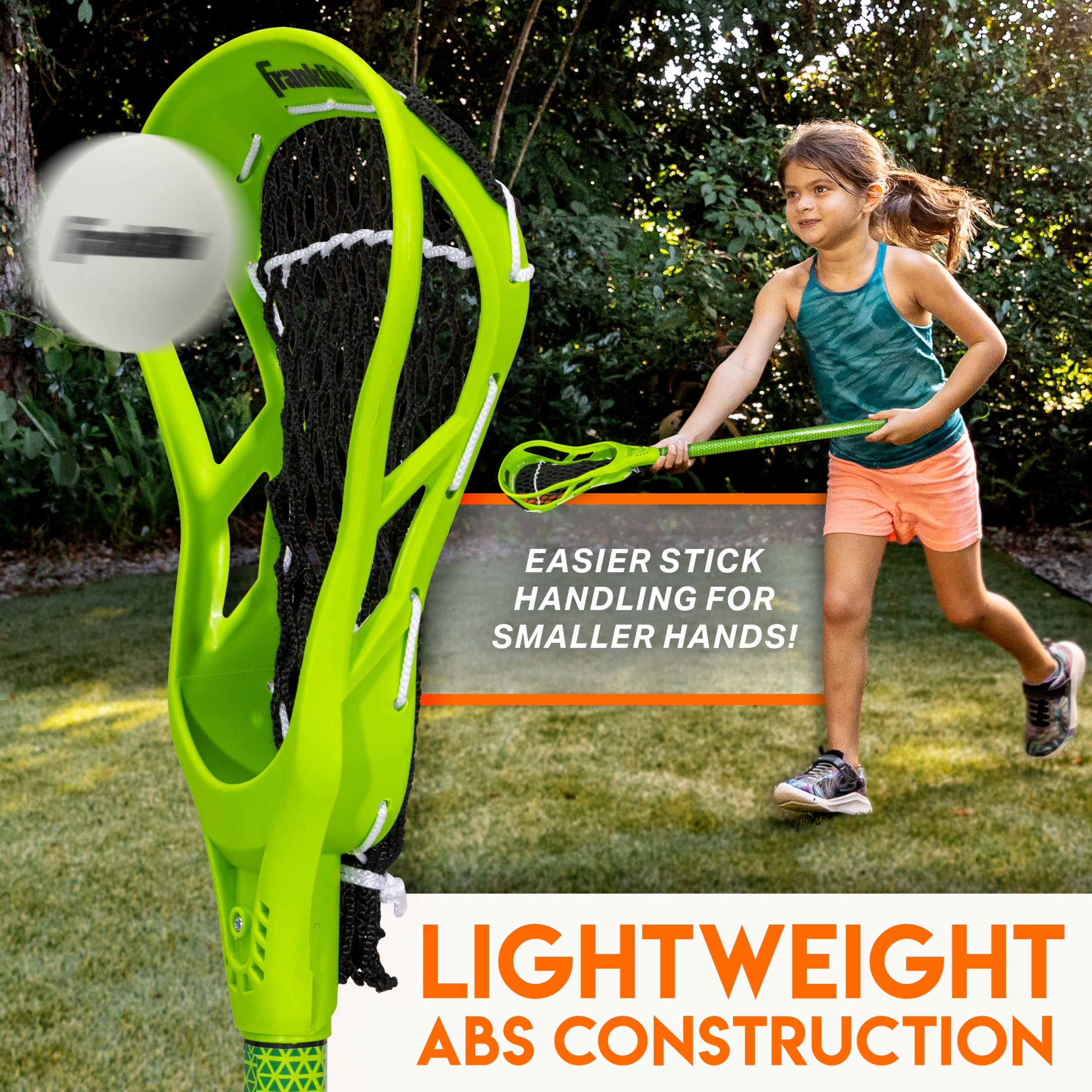 Franklin Sports Future Champs Youth Lacrosse Stick + Ball Set - Kids 32" Inch Beginner Backyard  Practice Lax Stick + Lightweight Soft Lacrosse Ball - Toy Kids Lax Set - Green
