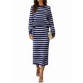 thumbnail image 3 of 2 Piece Skirts Sets for Women Fall Fashion Striped Sweater Midi Dress Knit Lounge Travel Winter Clothes Blue & White S, 3 of 9