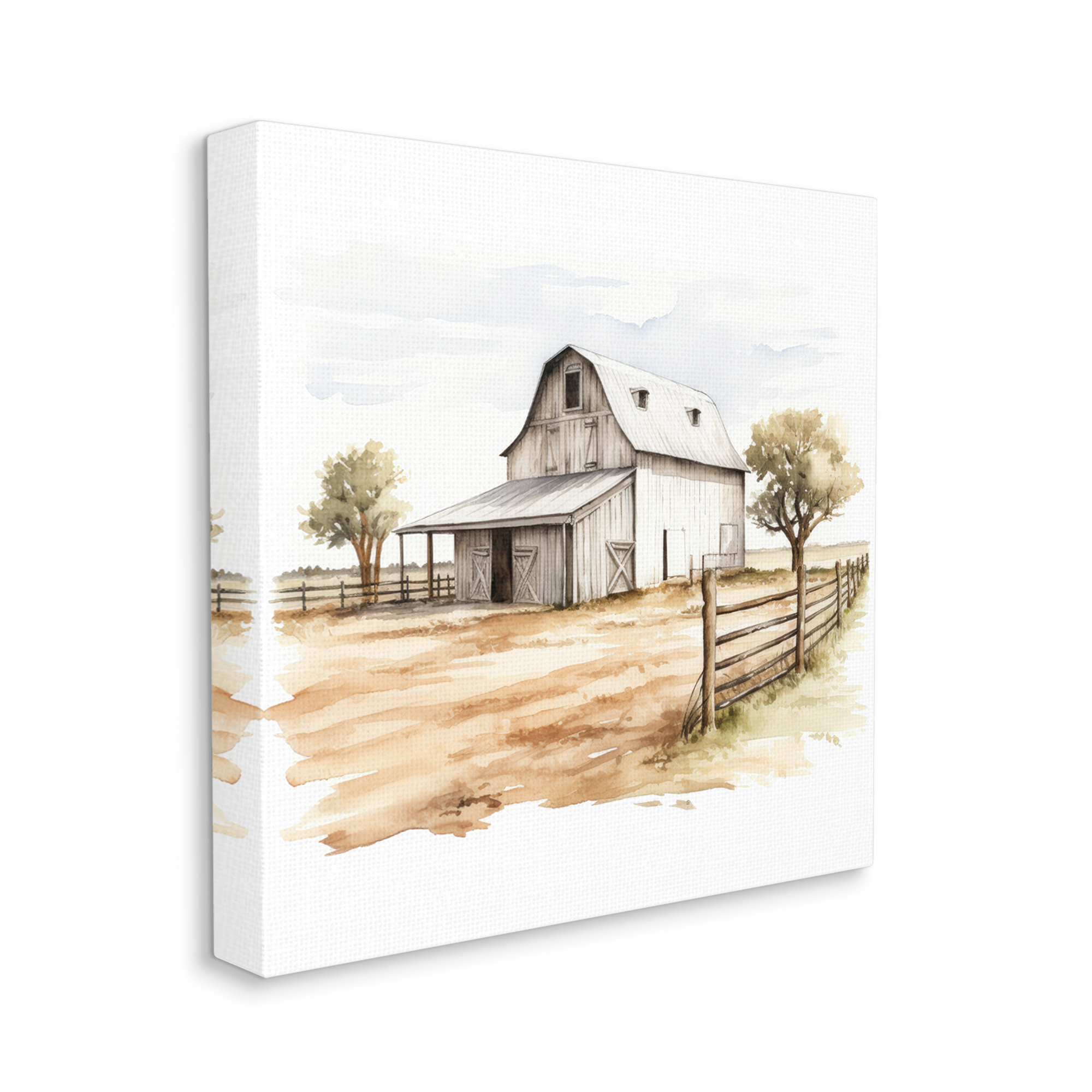 Stupell Industries Rural Barn Painting Landscape Painting Gallery Wrapped Canvas Art Print Wall Art, 17 x 17