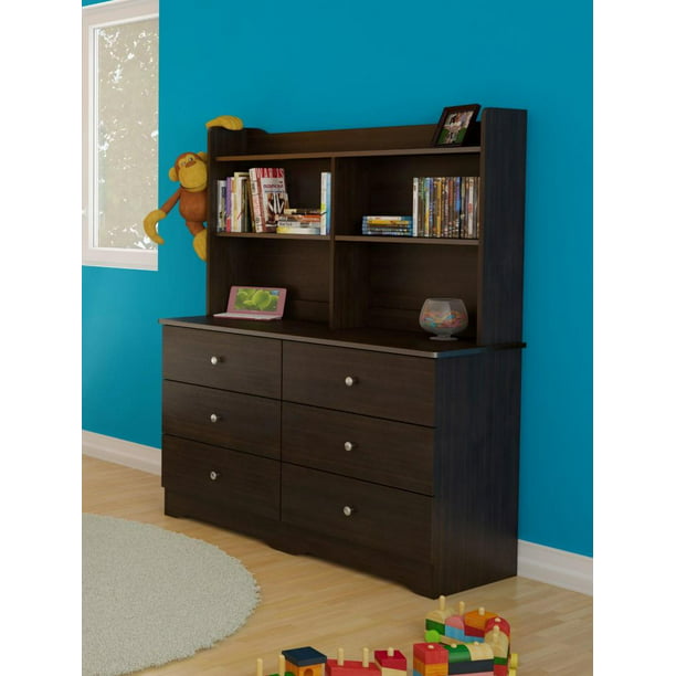 Pocono 6 Drawer Double Dresser With A Bookcase Hutch Walmart Com