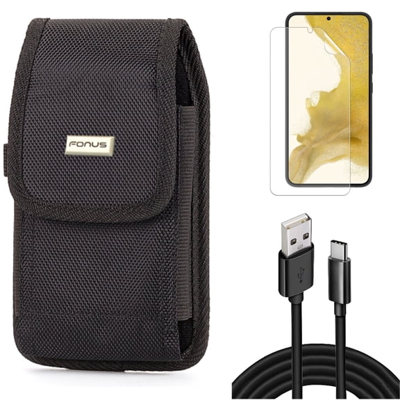 For Samsung Galaxy S21 (6.2") - Anti-Glare TPU Film Matte Screen Protector   Holster Rugged Case Belt Clip   Charger Cord Type-C 10ft USB Cable