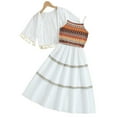 thumbnail image 1 of MEZZALL Summer Boho Style Color Matching Braces Skirt Fringe Short Sleeved Tops 2PCS Set, White, 10-11 Years, 1 of 7