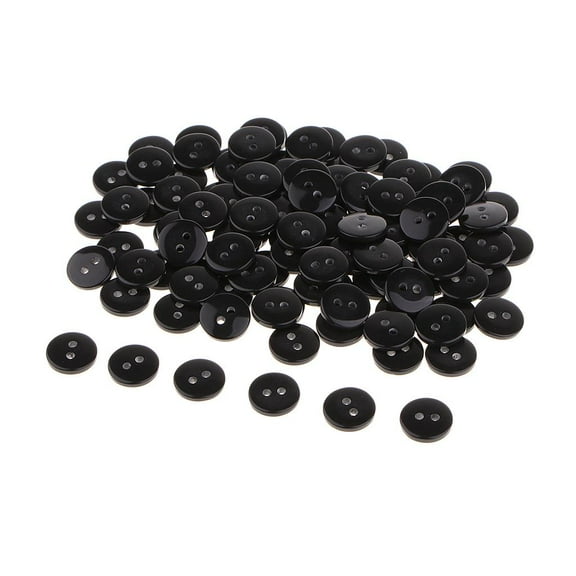 100 Round Resin Buttons for Tinkering, Sewing Buttons Buttons Set - Black