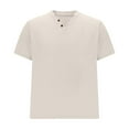 thumbnail image 4 of Clean 2 Pcs Summer Outfits for Mens Light Breathable T-Shirts Henley Neck Tee Short Sleeve Tops Plain Basic Tee Shirts High Waisted Shorts 7" Lightweight Quick Dry Shorts 2 Packs Outfits, 4 of 7