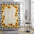 thumbnail image 3 of Summer Sunflowers Shower Curtain, Farmhouses Retro Black Plaid Waterproof Shower Curtain Set with 12 Hooks Lightweight Bath Curtains Fabric Bathroom Decor 60x72 Inches, 3 of 9
