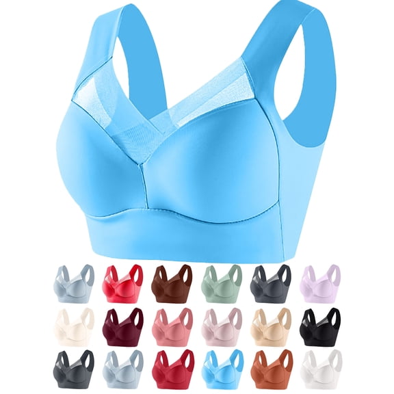Plus Size Wireless Bras For Women No Underwire Lightweight Full Coverage Daily Tank bras Underwear for Women Sky Blue 5XL
