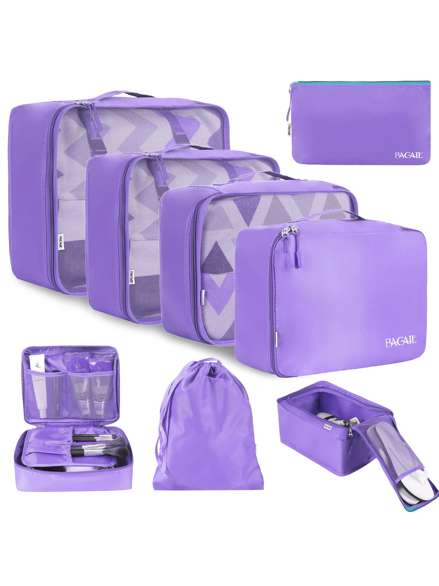 BAGAIL 8 Set Packing Cubes, Lightweight Travel Luggage Organizers with