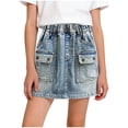 thumbnail image 1 of Shorts Falda-Jeans de Mezclilla para Niña Pequeña - Shorts de Mezclilla Elásticos con Cintura Elástica, Tipo Pull on, con Forro, Shorts Cargo de Mezclilla con Múltiples Bolsillos, Azul, 11 Años, 1 of 9