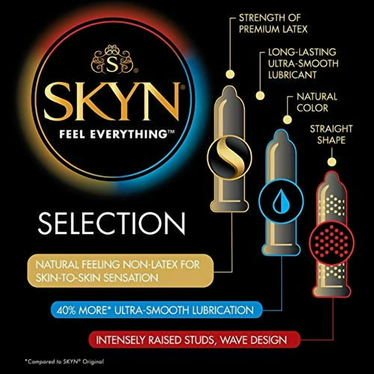 King Size Skyn Selection Condoms - Cock Ring Shop Non Latex Polyisoprene  Condoms Pack Of 9