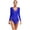 Blue, variant on Women Latin Dance Deep V Neck Shiny Rhinestones Fringe Leotard Bodysuit with Long Sleeve Ivory XXL