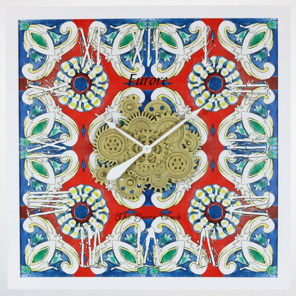 THE GEARS CLOCK Wall Clock with Real Moving Gears IT-LI_ 36 in Square Furore