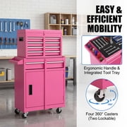 ELLEGNT 2-in-1 Rolling Tool Chest with 5 Drawers, Garage Cabinet and Workstation Combo on Wheels