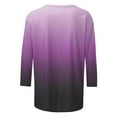 thumbnail image 4 of YUGYXL Gradient Color Shirts for Women 3/4 Sleeve Tshirts Plus Size Tops Lounge Crew Neck Lightweight Cozy Tees Ladies Tunics Fit Clothes, 4 of 5