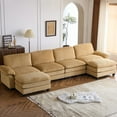 thumbnail image 6 of Zimtown 155" Oversized Modular Sectional Sofa with Double Movable Ottomans, U-Shaped Sofa Couch with Corduroy Fabric, 4 Seat for Living Room, Khaki, 6 of 9