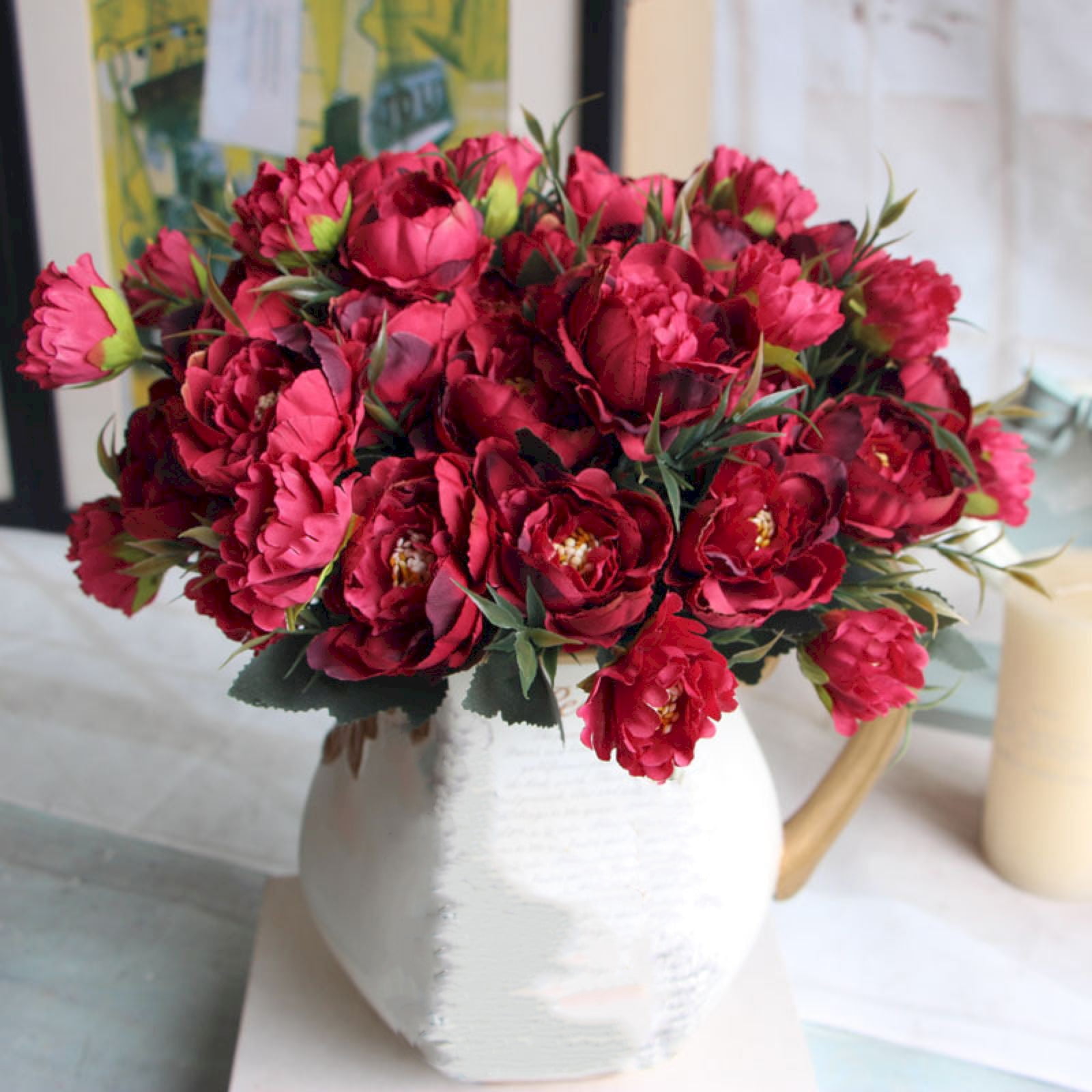 Clearance! Artificial Peony Flowers Peony Flowers Faux Peonies with Hydrangea Flower Bouquets for Wedding Home Decor Floral Arrangements Table Centerpieces