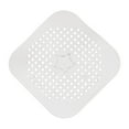 thumbnail image 2 of Shower Drain Cover TASTAN Square Silicone Drain Cover - Flat Shower Strainer & Stopper with Multi-Purpose Filter, Flexible Plug for Bathroom & Kitchen Sinks, Easy-Clean Hair Catcher, White, 2 of 9