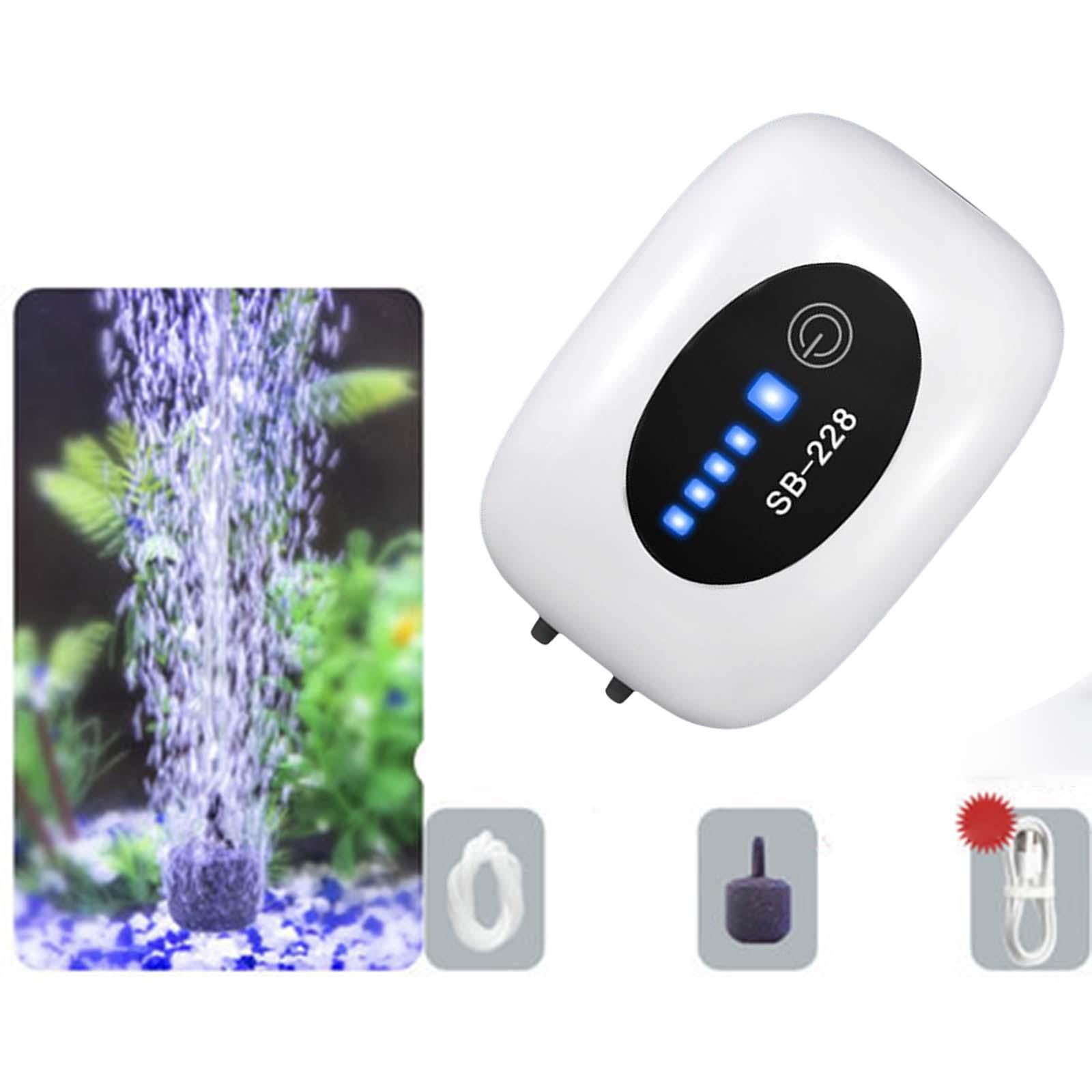 Aquarium Air Pump USB, Quiet Aerator for Fish Tank, Portable Bubbling Compact, Aquarium Fish tank Pump for Freshwater, Fishing Breeder Box Double Hole