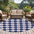 thumbnail image 5 of Independence Day Washable Round Area Rug 8 ft, Patriotic Star Plaid Blue White, Soft Non Slip Rugs Stain Repellent Indoor Felt Carpet for Living Dining Room Bedroom Home Office, 5 of 9