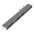 thumbnail image 2 of 5 puertos USB 2.0 de datos Compacto delgado Adaptador USB multipuerto para unidades flash USB Laptop HDD móvil Drive Gris perfke tipo c, 2 of 8