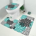 thumbnail image 2 of Black Turquoise and Gray Floral Pattern Bathroom Rugs Sets 3 Piece,Toilet Cover Set,Absorbent Non Slip Bathroom Mats Sets with U-Shaped Contour Rug Toilet Rug Set, 2 of 5