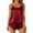 Wine#lounge set, variant on VBTAPA Satin Silk Pajamas for Women Cami Pjs Set Adjustable Strap Camisole Shorts Set Backless Sleepwear Beige L