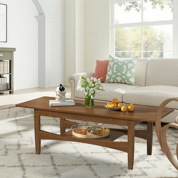 Diubas Coffee Table, Lift Top Coffee Table with Open & Hidden Storage, Rectangle, Walnut