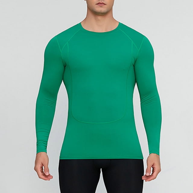 ylioge T-Shirts de Course pour Hommes à Manches Longues à Séchage Rapide T-Shirts Extensibles Coupe Ajustée Chandail à Col Rond Compression Gym Athlétique Entraînement T-Shirts Hauts
