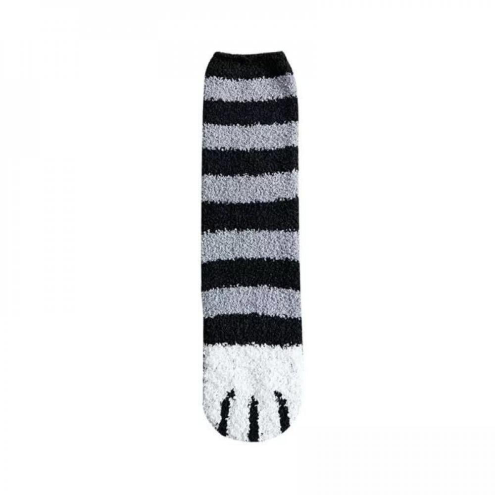 Hot Women Cute Cat Claws Winter Thick Warm Sleep Floor Unisex Coral Fleece Socks 