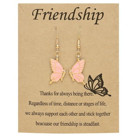 

Butterfly Shaped Long Necklaces Friend Sister Necklaces Earrings Matching Pendants Jewelry Birthday Gifts