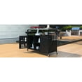 thumbnail image 3 of Outdoor Kitchen Island, Rolling Bar Cart & Storage Cabinet, Farmhouse Solid Wood Outdoor Grill Table with Stainless Steel Top, Spice Rack , Towel Rack for Kitchen & Barbecue, Black, 3 of 33