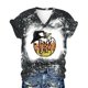 thumbnail image 4 of Camiseta con cuello en V para mujer Camiseta con estampado de Halloween Camiseta de manga corta Tops Pompotops  hkajfhjk473063, 4 of 6