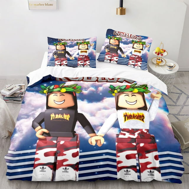 siniker Bedding Set Kids Quilt Cover 3D Cartoon Playing Bed Cover Set with Pillowcase and Zipper Closure