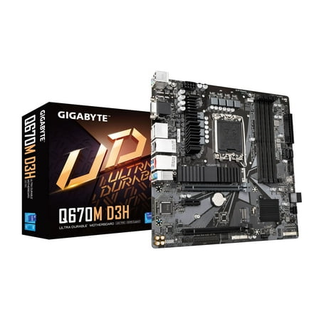 GIGABYTE Q670M D3H (LGA1700/ Intel/ Q670/ M-ATX/ DDR5/ Dual M.2/ PCIe 4/ USB 3.2 Gen2 Type-C/Intel 2.5GbE LAN/Motherboard)