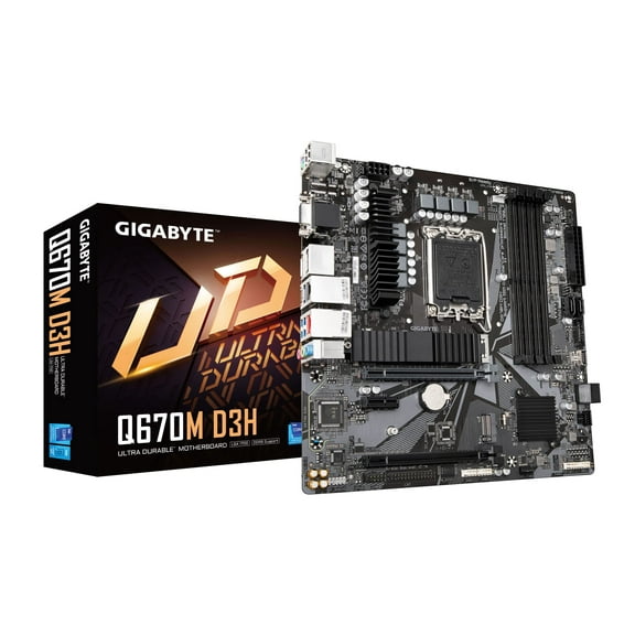 GIGABYTE Q670M D3H (LGA1700/ Intel/ Q670/ M-ATX/ DDR5/ Dual M.2/ PCIe 4/ USB 3.2 Gen2 Type-C/Intel 2.5GbE LAN/Motherboard)