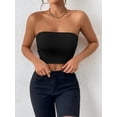 thumbnail image 5 of Womens Tube Tops Strapless Crop Tops Basic Backless Sleeveless Bandeau Going Out Cute 2025 Summer Outfits Black S, 5 of 7