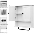 thumbnail image 5 of Bathroom Cabinet Wall Mounted Medicine Cabinets with Towels Bar, Over The Toilet Storage Cabinet with 2 Doors and Adjustable Shelf, White Wall Cabinet for Bathroom Laundry Kitchen, 5 of 6