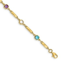 Primal Gold 14 Karat Yellow Gold Multi Gemstone Fancy Link Bracelet