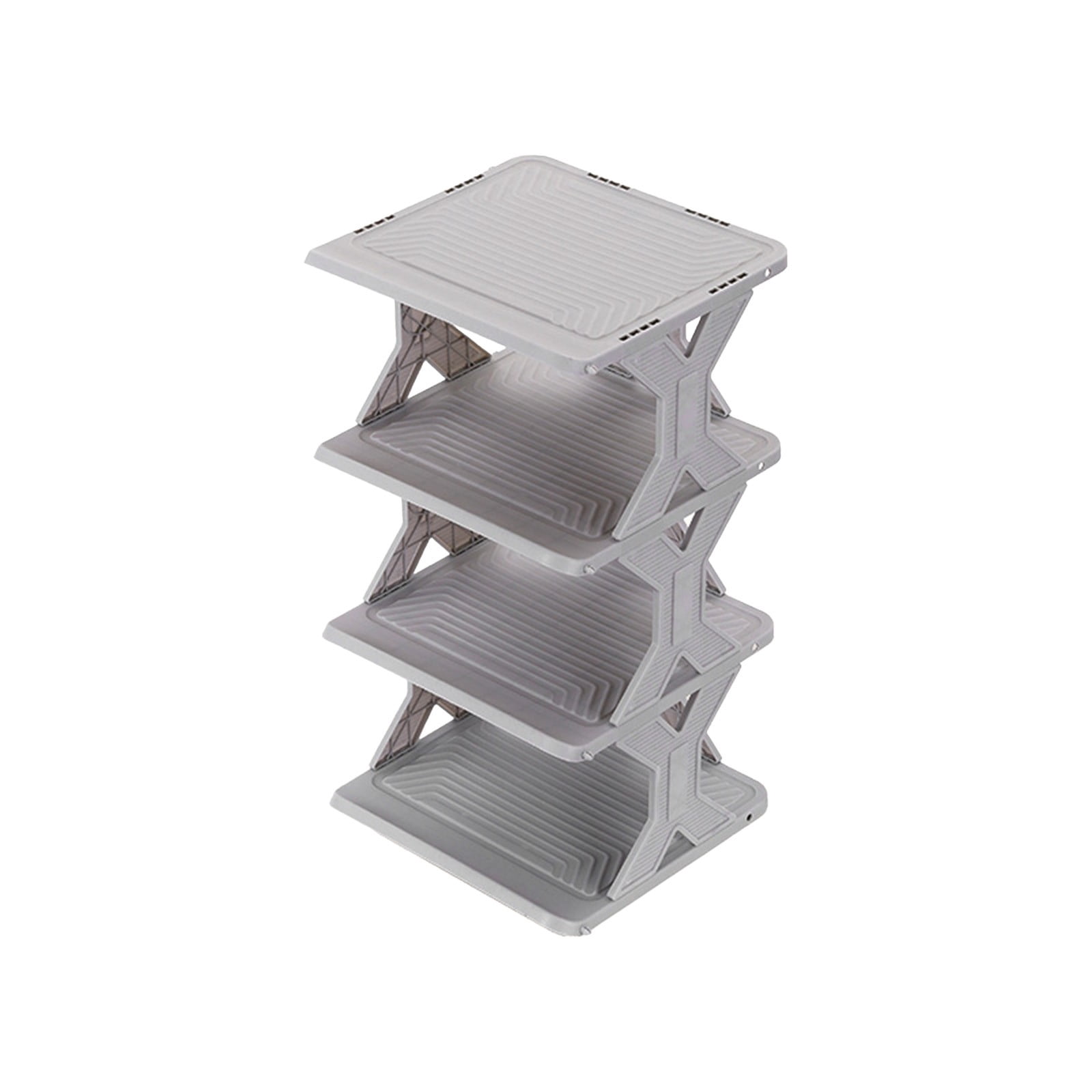 RKSTN Shoe Rack - Vertical Shoe Organizer for Small Spaces, Tall Narrow Shoe Storage Shelf for Closet Entryway Corner Garage and Bedroom, Free Stackable DIY - Space Saving Storage (4-Tier, White)