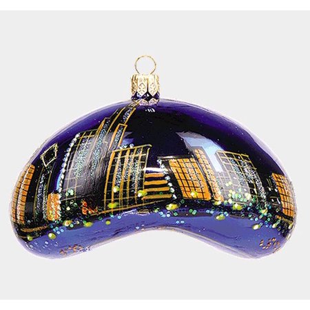 Chicago Bean During the Night Polish Blown Glass Christmas Ornament