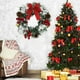 thumbnail image 1 of Corona de flores navideñas para colgar en la puerta o en la pared, de ratán, con escenas atmosféricas, estróbilos hechos a mano, lazo de imitación, corona de frutos rojos., 1 of 5