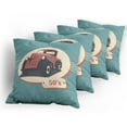 thumbnail image 5 of Ambesonne Retro Throw Pillow Cover 4 Pack, Nostalgic Antique Vehicle, 20", Red Yellow Teal, 5 of 7
