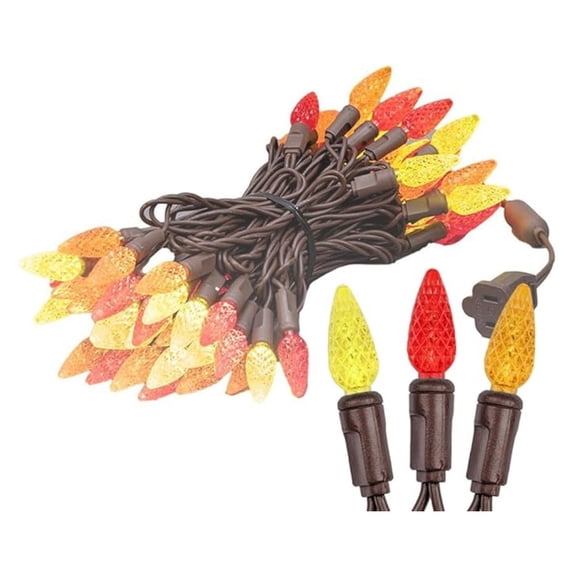 24FT 70 LED Thanksgiving String Lights - Outdoor Christmas Tree Lights, Yellow/Red/Orange