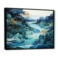 thumbnail image 2 of Designart "Liquid Ink Landscape Of Japanese Mountains I" Landscape Mountains Floater Framed Canvas Prints, 2 of 5