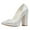 Crystal, variant on Women Chic Sparkly Rhinestone Studded Pointed Closed Toe Pumps Chunky Block High Heel Slip On Wedding Party Formal Shoes Size 10 White