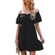thumbnail image 2 of Vestido de las mujeres fuera del hombro, vestido corto casual con volantes para las citas para el verano Negro L LHCER 1, 2 of 5