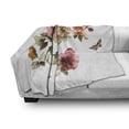 thumbnail image 3 of Flower Soft Flannel Fleece Throw Blanket, Shabby Form Roses Buds Leaves Tulips Floral Details Butterfly Natural Eco Print, Cozy Plush for Indoor and Outdoor Use, 50" x 60", Multicolor, by Ambesonne, 3 of 6