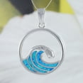 thumbnail image 2 of Unique Hawaiian Blue Opal Ocean Wave Necklace, Sterling Silver Blue Opal Wave Pendant, N8381 Birthday Mom Valentine Gift, Island Jewelry, 2 of 6