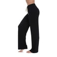 thumbnail image 2 of #followme Ultra Soft Solid Stretch Jersey Pajama Pants for Women (Black with Cream, Small), 2 of 3
