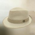 thumbnail image 2 of Men Women Summer Straw Pie Hat Boater Derby Fedora Sun Hats Straw Panama Hat Fedora Beach Sunhats Hats Costume Beige Free Size, 2 of 5