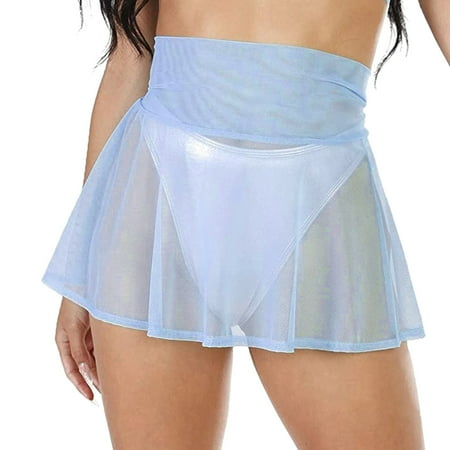 MSJUHEG Sheer Cover Ups Cute Coverups Mesh Swimsuit Coverup for Women Short Cover Up Skirt Beach Wrap Bikini Shiny Wraps Cover Ups for Swimwear Mesh Cover Up Womens Swim Suit Cover Up Blue S